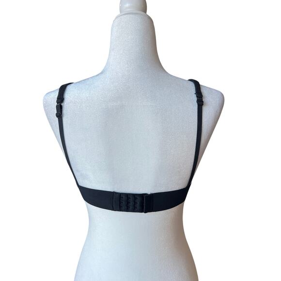 Skims Cotton Rib Plunge Bralette in Soot (Black) Women's Size M Unlined Deep V - Picture 4 of 7